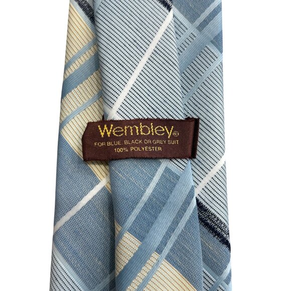 Vintage Wembley Blue and Yellow Plaid Tie - Picture 2 of 3